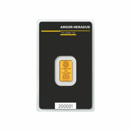 Argor-Heraeus Kinebar 2 gram Gold Bar Obverse