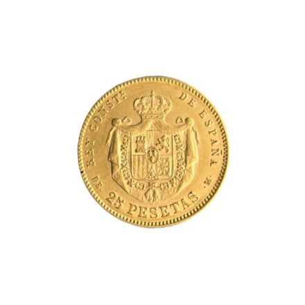 Spain 25 Pesetas Gold Coin Reverse