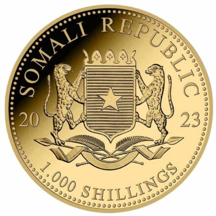 2023 Somalia 1 oz Gold Elephant Coin Obverse