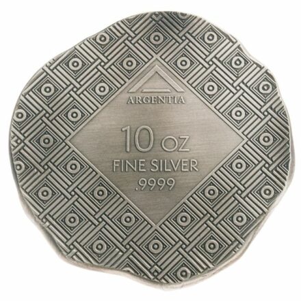 Argentia Elephant 10 oz Silver Round - Antiqued Reverse