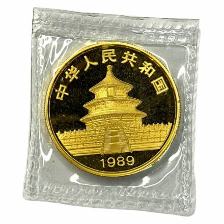 1989 Large Date 1 oz Chinese Gold Panda Coin Reverse