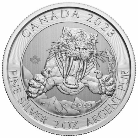 2023 2 oz Canadian Silver Smilodon Coin Reverse