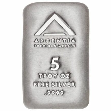 Argentia 5 oz Cast Silver Bar Obverse