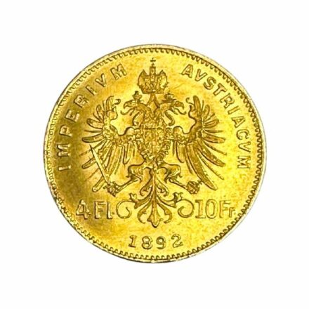 Austria 4 Florin/10 Franc Gold Coin Reverse