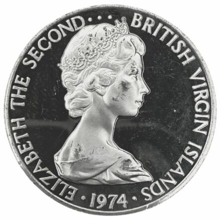 1974 British Virgin Islands $1 Silver Coin Effigy