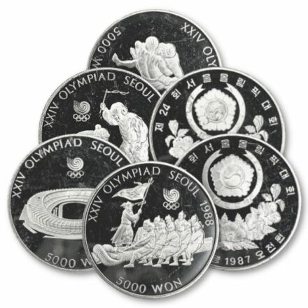 1988 South Korean 5000 Won Silver Coin