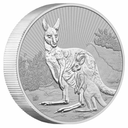 2023 Australian 2 oz Silver Kangaroo Coin Angle
