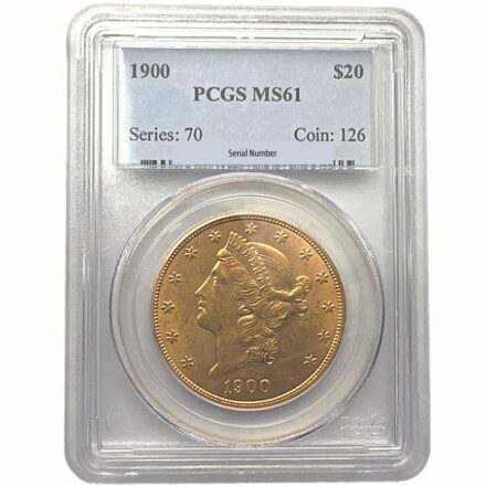 $20 Liberty Double Eagle Gold Coin PCGS MS61