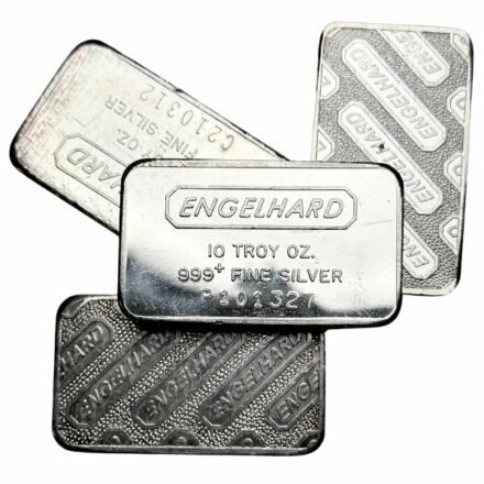 Engelhard 10 oz Silver Bar - Struck Brand Back Pile