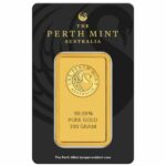 Perth Mint 100 gram Gold Bar front assay