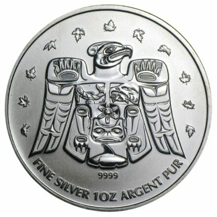 2009 1 oz Canadian Olympic Thunderbird Silver Coin Reverse