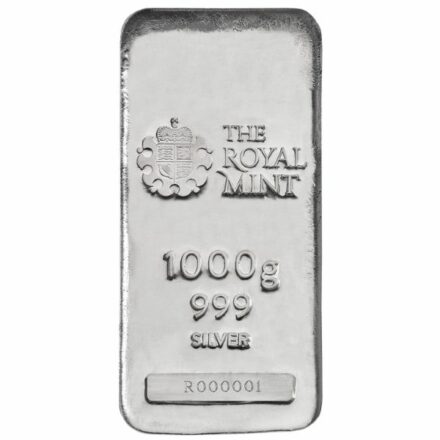British Royal Mint 1 Kilo Silver Bar Front