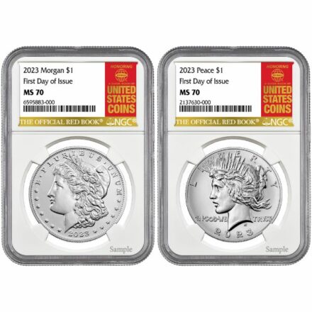 2023 Morgan & Peace Silver Dollar Set NGC MS70 FDOI