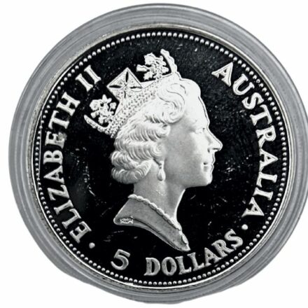 1990 Proof Australia 1 oz Silver Kookaburra Coin - Reverse
