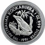 1991 Proof Australia 1 oz Silver Kookaburra Coin