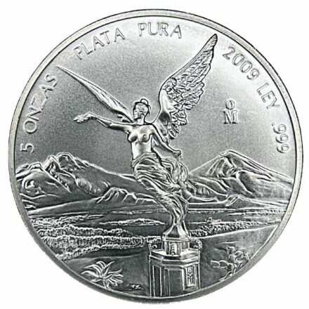 2009 5 oz Mexican Silver Libertad Coin