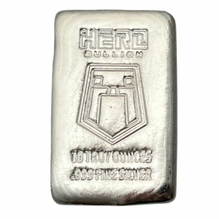Hero Bullion 10 oz Poured Silver Bar 2023