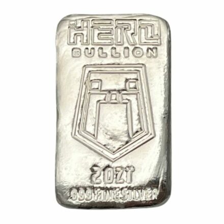 Hero Bullion 2 oz Poured Silver Bar 2023