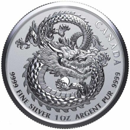 2019 1 oz Canadian Luck Dragon High-Relief Silver Coin