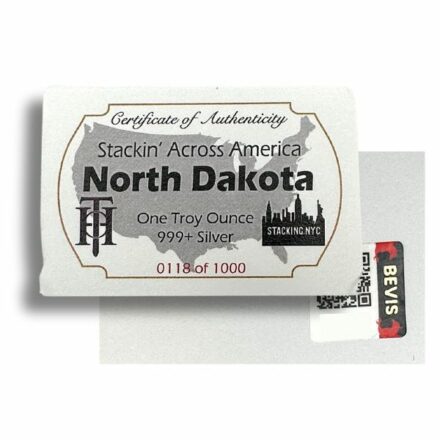 N. Dakota Stacking Across America 1 oz Silver Bar Certificate