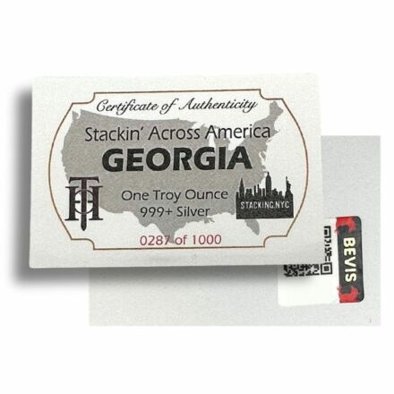 Georgia Stacking Across America 1 oz Silver Bar Certificate