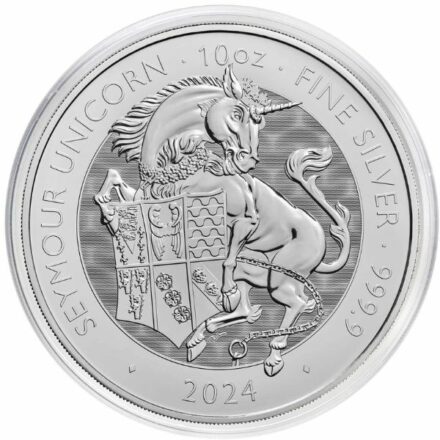 2024 10 oz Tudor Beasts Seymour Unicorn Silver in Capsule