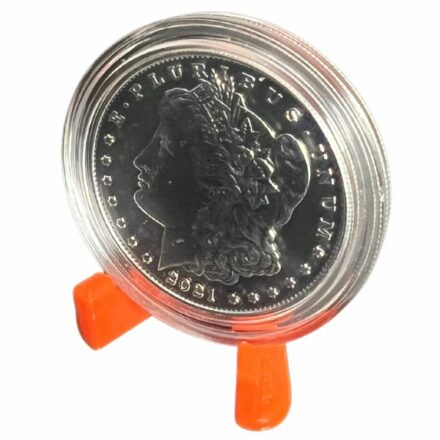 Reactive Orange Hero Bullion Coin Display Easel - With Coin