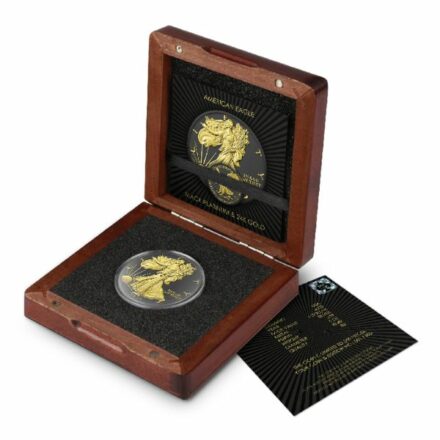 2023 Silver Eagle Black Platinum with 24k Gold Box & Papers