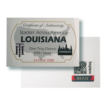 Louisiana Stacking Across America 1 oz Silver Bar - COA