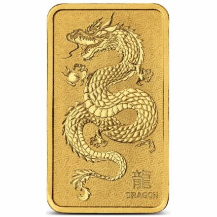 Perth Mint 1 oz Lunar Dragon Gold Bar Front