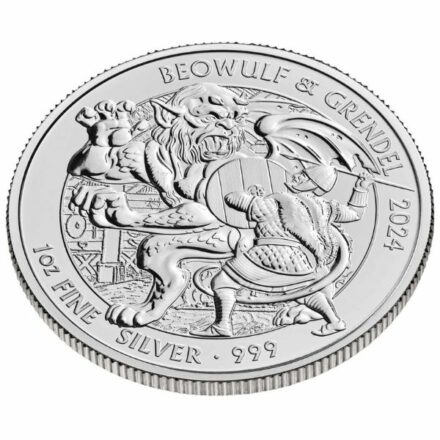 2024 1 oz British Beowulf & Grendel Silver Coin Angle